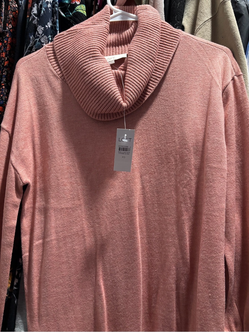 LOFT XS cowl neck sweater pink NWT
